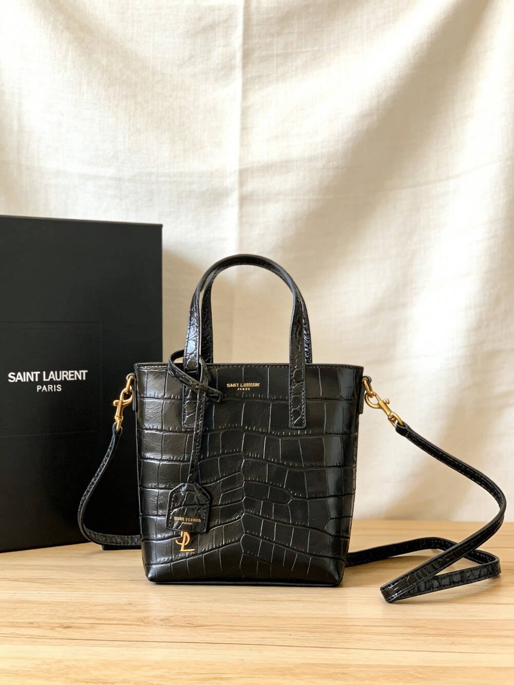 YSL Mini Shopping Tote in Black